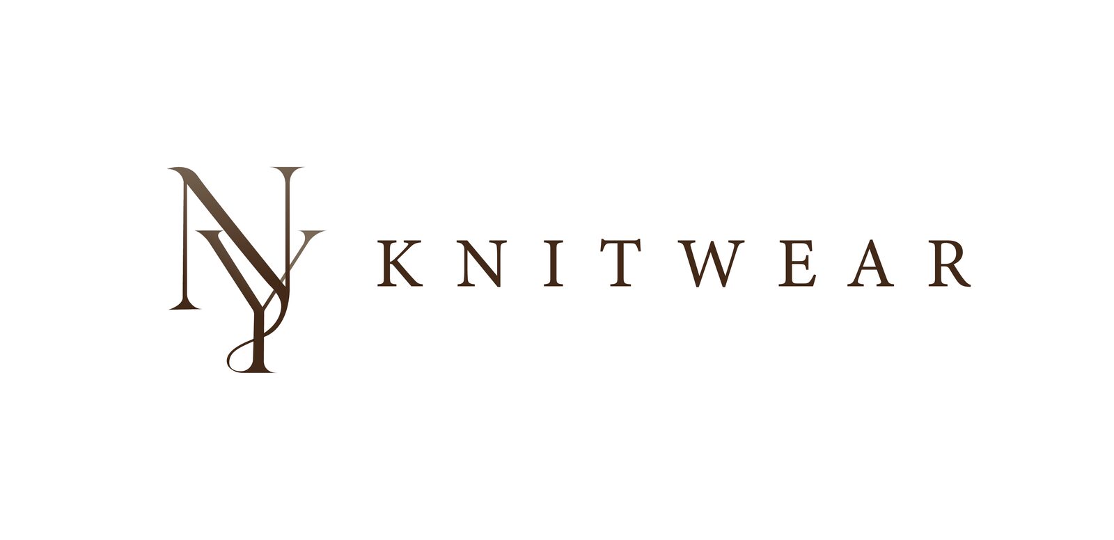 Горизонтальная версия логотипа: монограмма NY и слово KNITWEAR в разрядку